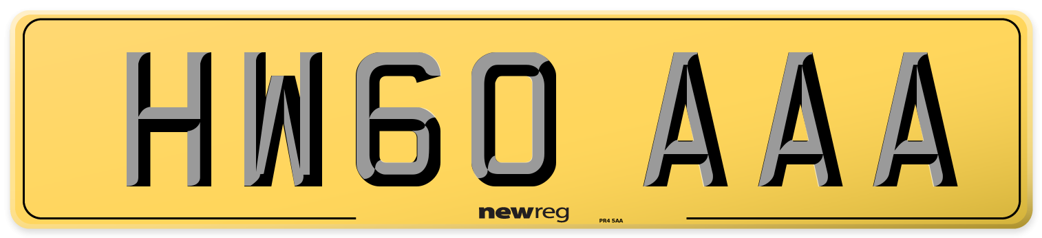 HW60 AAA Rear Number Plate