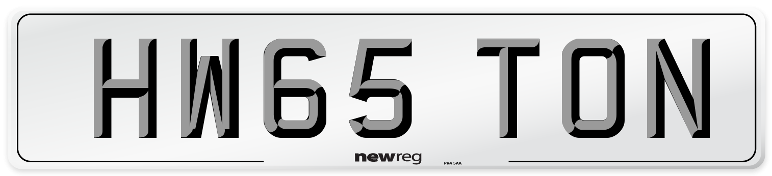 HW65 TON Front Number Plate