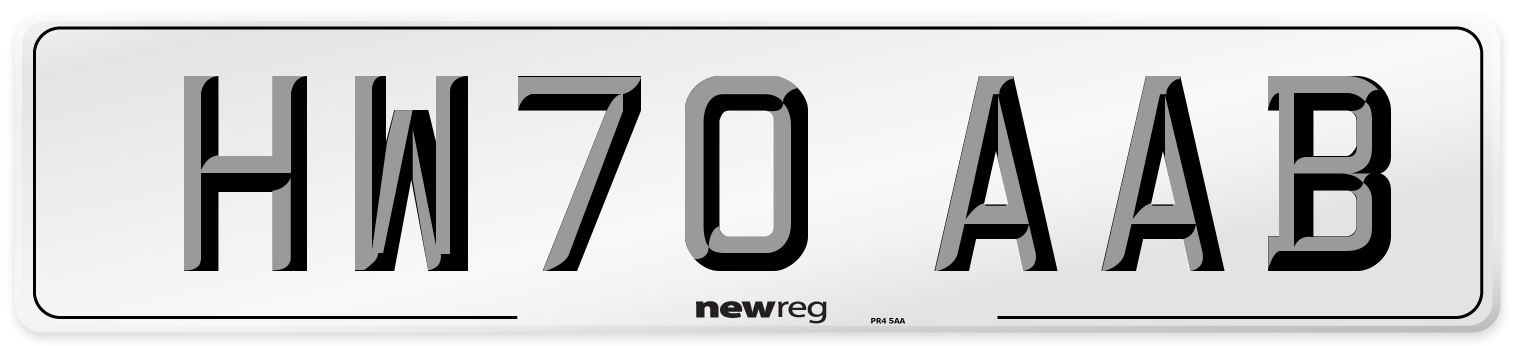 HW70 AAB Front Number Plate