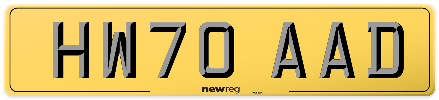 HW70 AAD Rear Number Plate