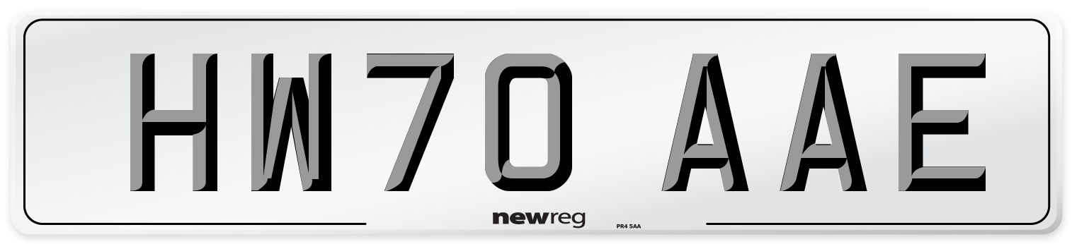 HW70 AAE Front Number Plate