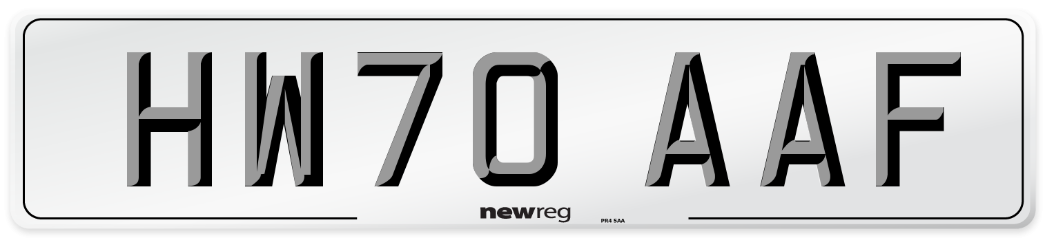 HW70 AAF Front Number Plate