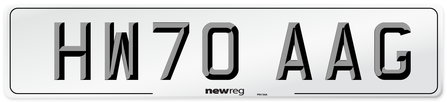 HW70 AAG Front Number Plate