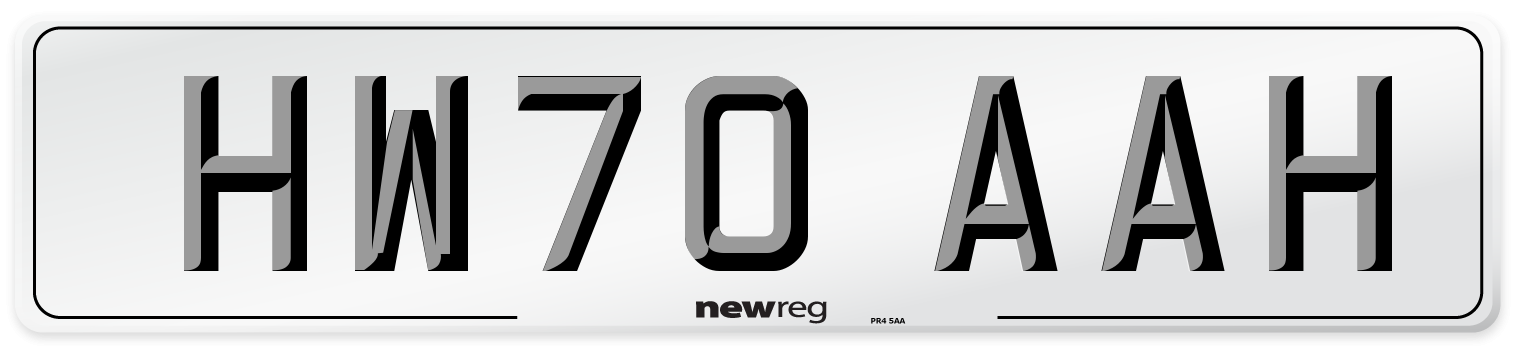 HW70 AAH Front Number Plate