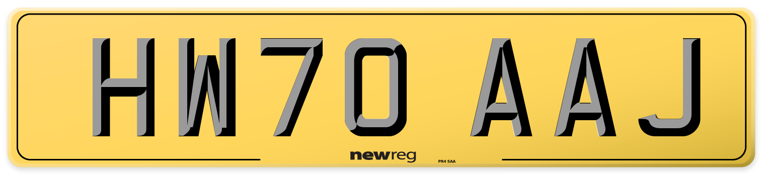 HW70 AAJ Rear Number Plate