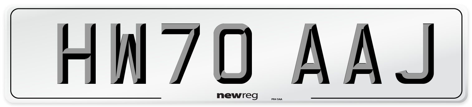 HW70 AAJ Front Number Plate