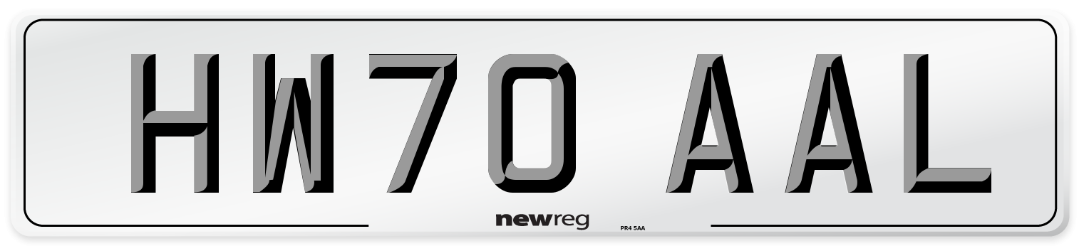 HW70 AAL Front Number Plate