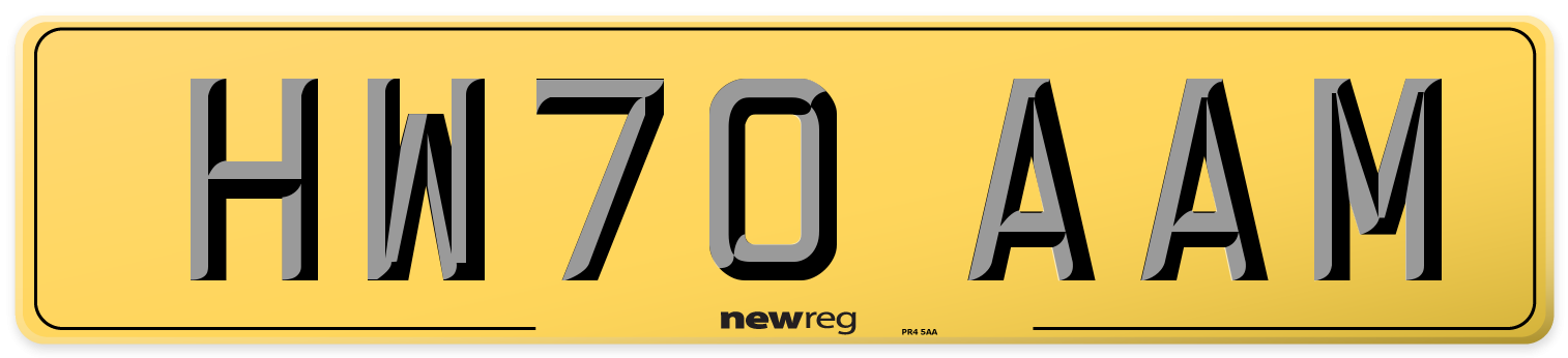 HW70 AAM Rear Number Plate