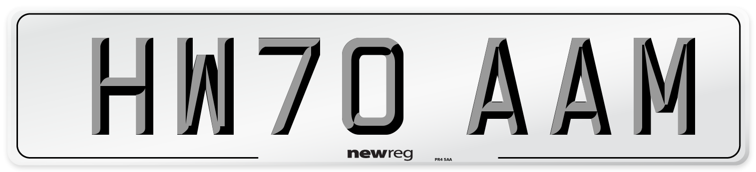 HW70 AAM Front Number Plate