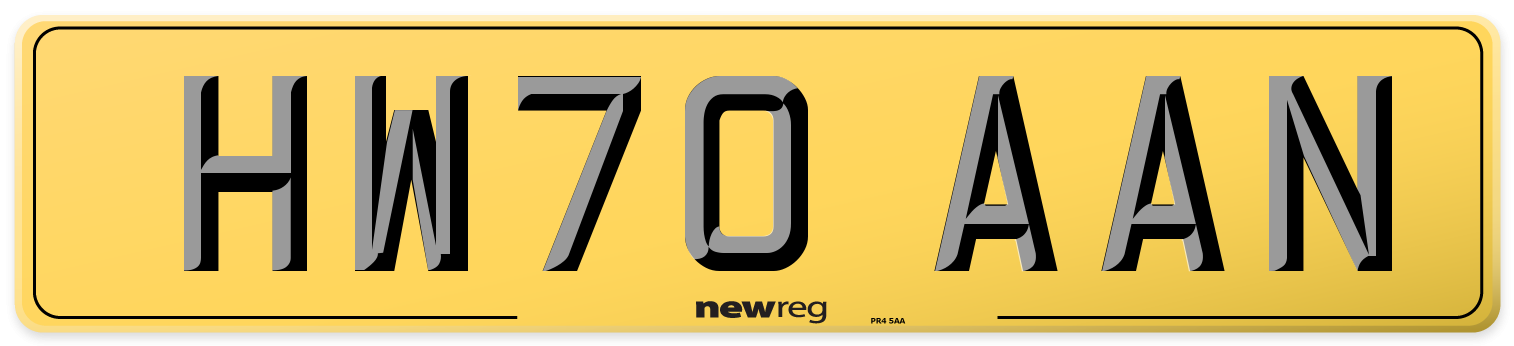 HW70 AAN Rear Number Plate