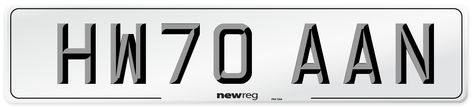 HW70 AAN Front Number Plate