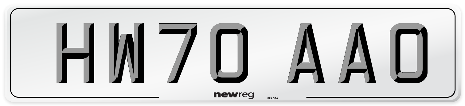 HW70 AAO Front Number Plate