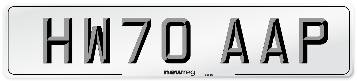HW70 AAP Front Number Plate