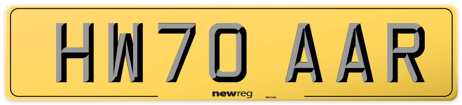 HW70 AAR Rear Number Plate