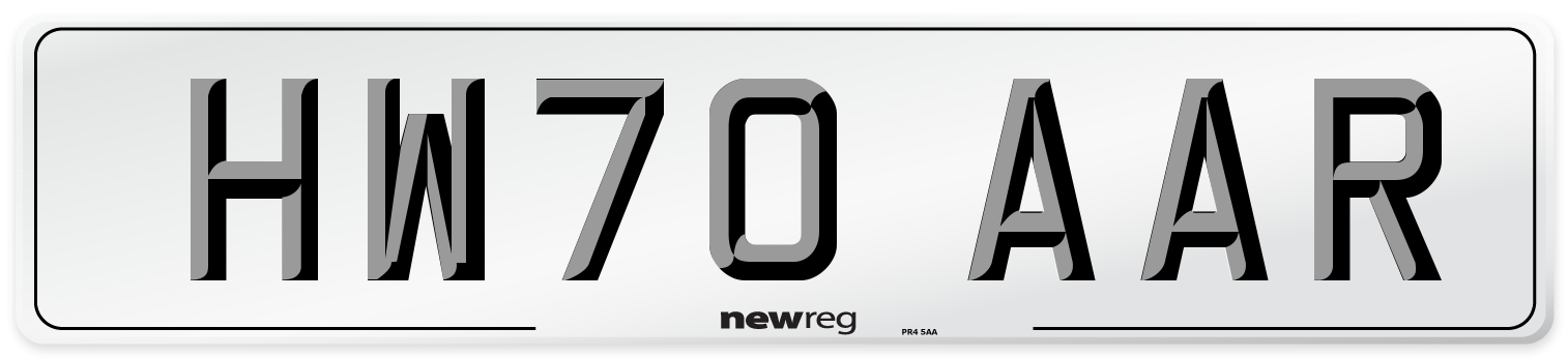 HW70 AAR Front Number Plate