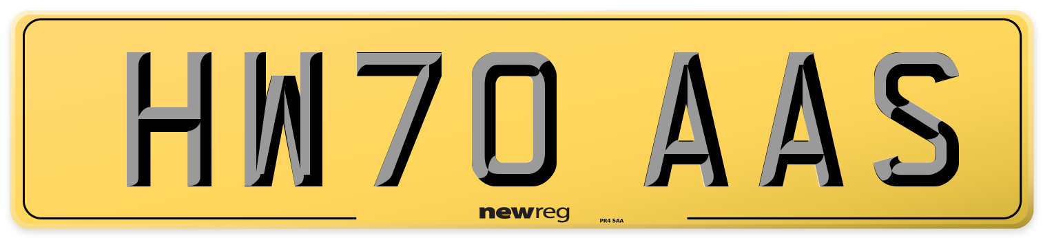 HW70 AAS Rear Number Plate