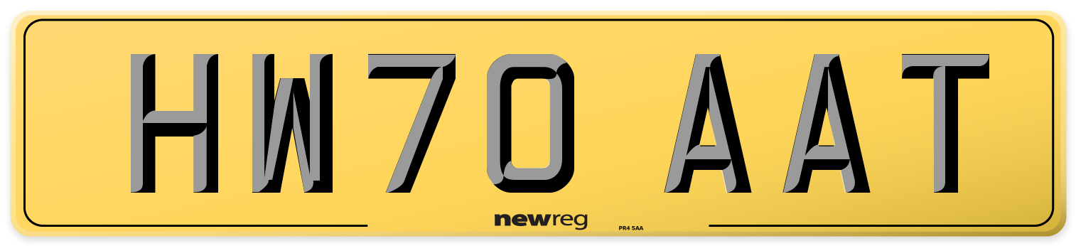 HW70 AAT Rear Number Plate