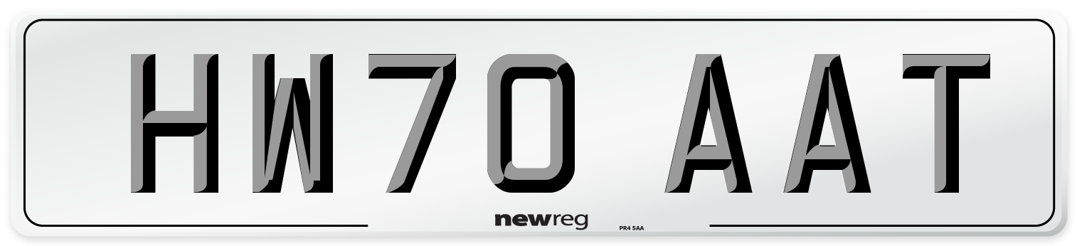 HW70 AAT Front Number Plate