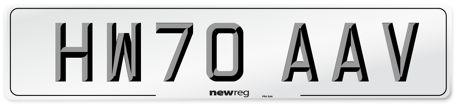 HW70 AAV Front Number Plate