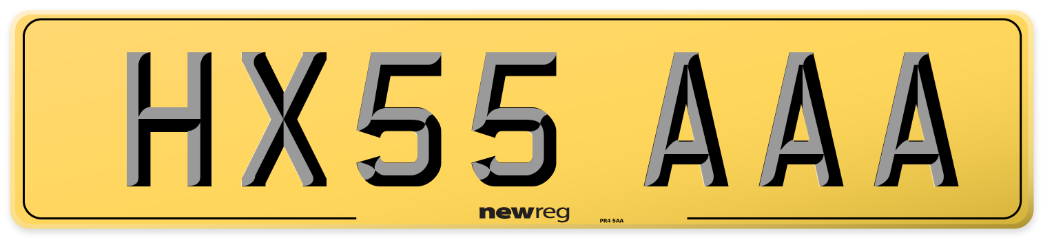 HX55 AAA Rear Number Plate