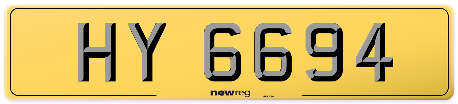 HY 6694 Rear Number Plate