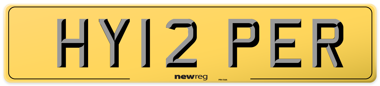 HY12 PER Rear Number Plate