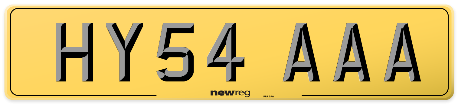 HY54 AAA Rear Number Plate