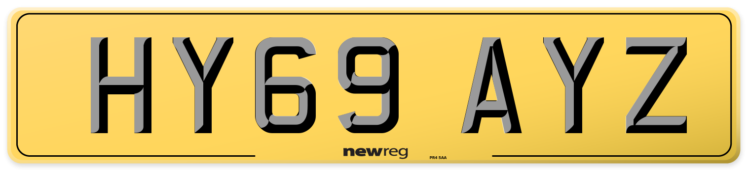 HY69 AYZ Rear Number Plate