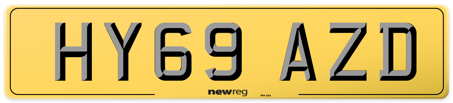 HY69 AZD Rear Number Plate