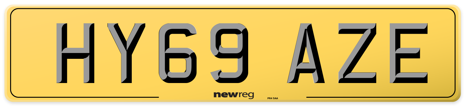 HY69 AZE Rear Number Plate
