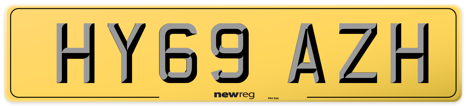 HY69 AZH Rear Number Plate