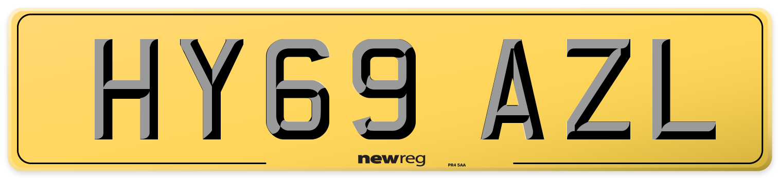 HY69 AZL Rear Number Plate