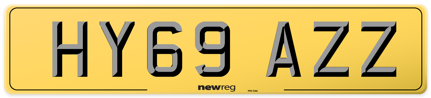 HY69 AZZ Rear Number Plate