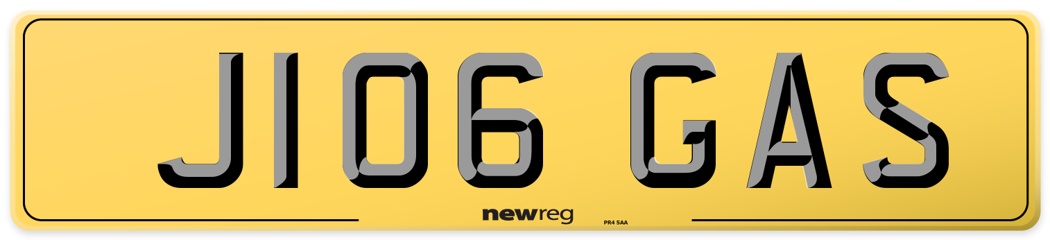 J106 GAS Rear Number Plate