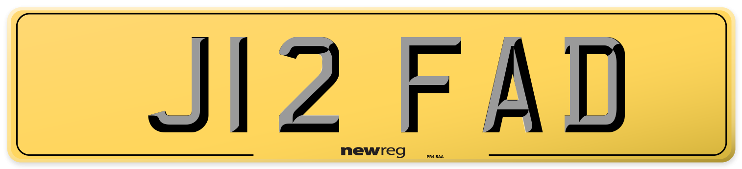 J12 FAD Rear Number Plate