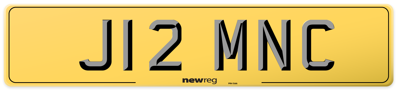 J12 MNC Rear Number Plate