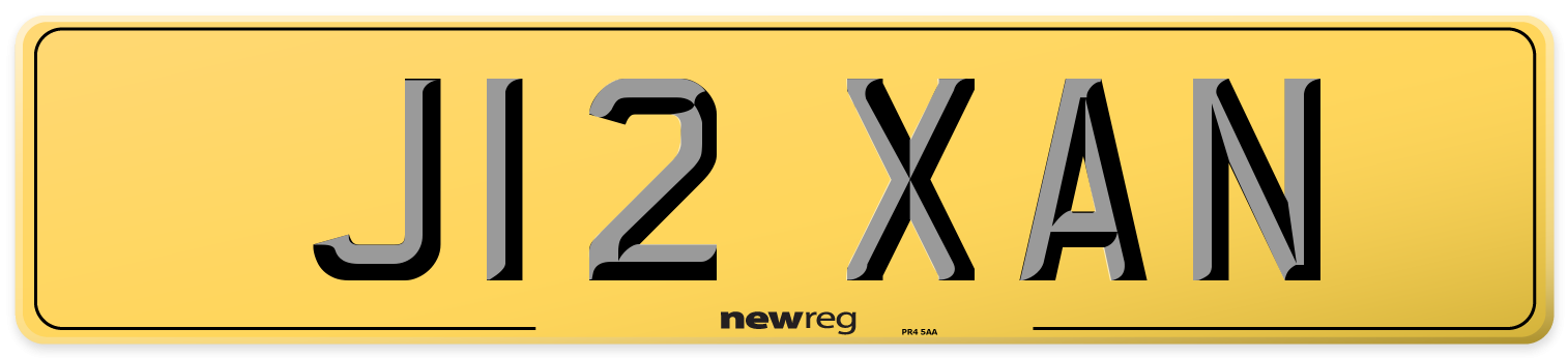 J12 XAN Rear Number Plate