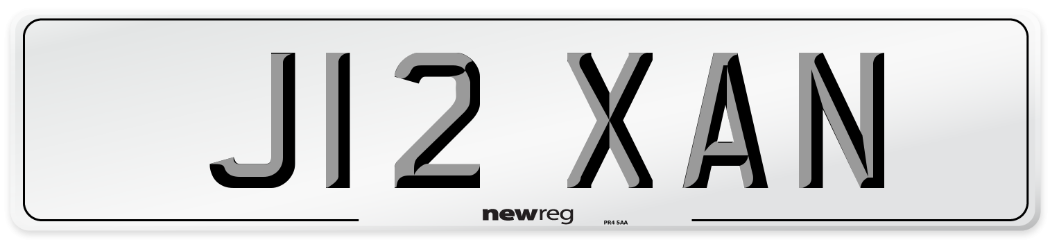 J12 XAN Front Number Plate