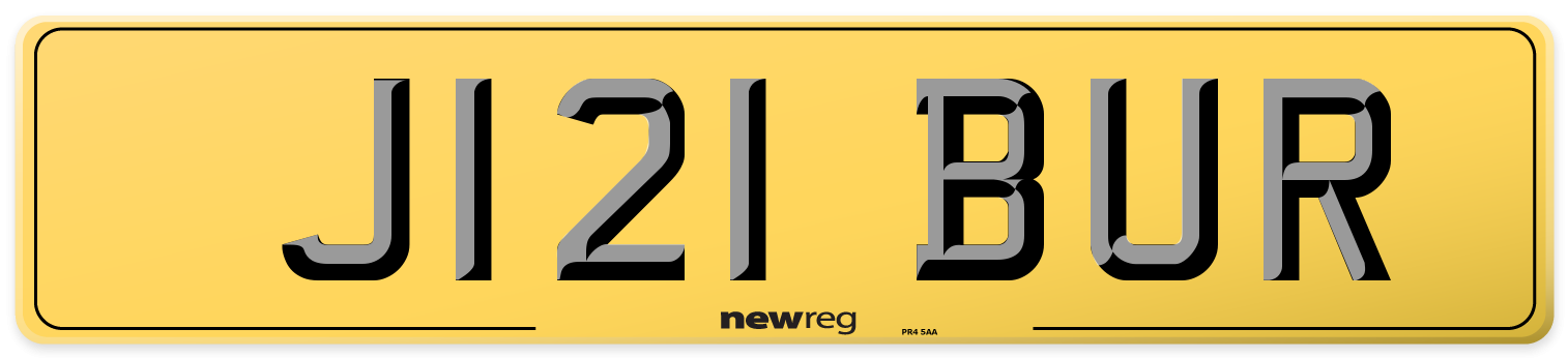 J121 BUR Rear Number Plate