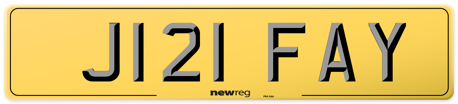 J121 FAY Rear Number Plate
