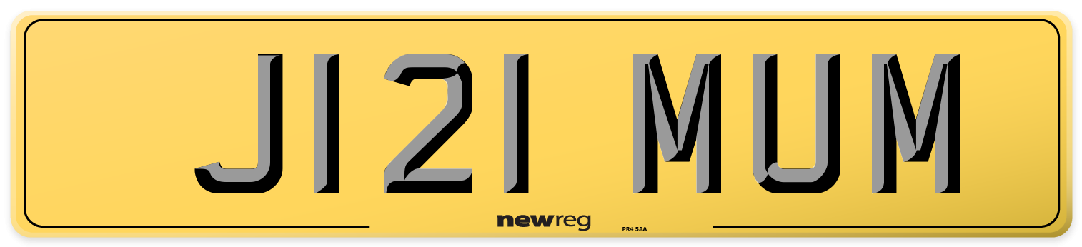 J121 MUM Rear Number Plate