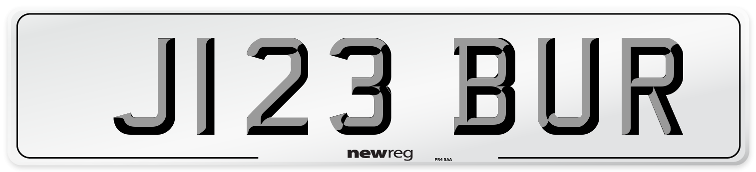 J123 BUR Front Number Plate