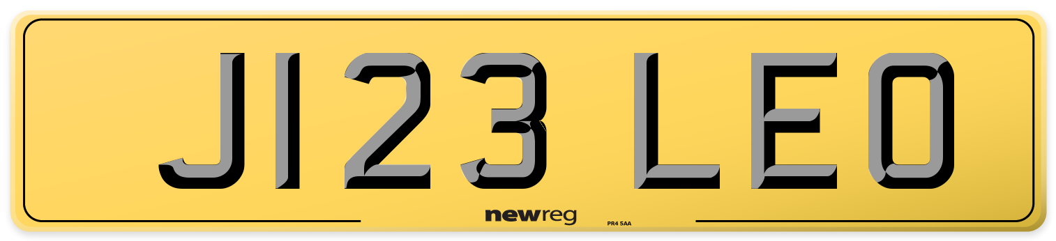 J123 LEO Rear Number Plate