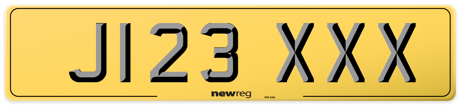J123 XXX Rear Number Plate