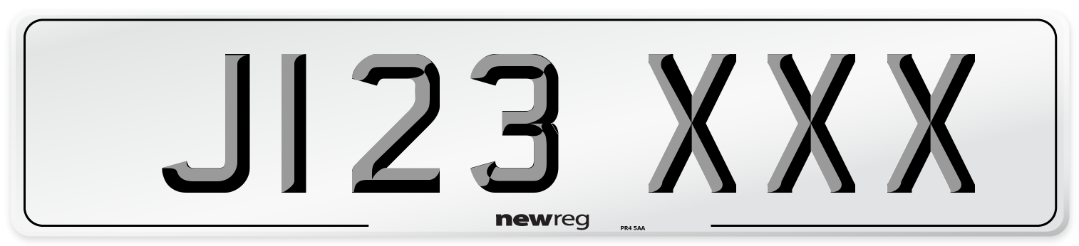 J123 XXX Front Number Plate