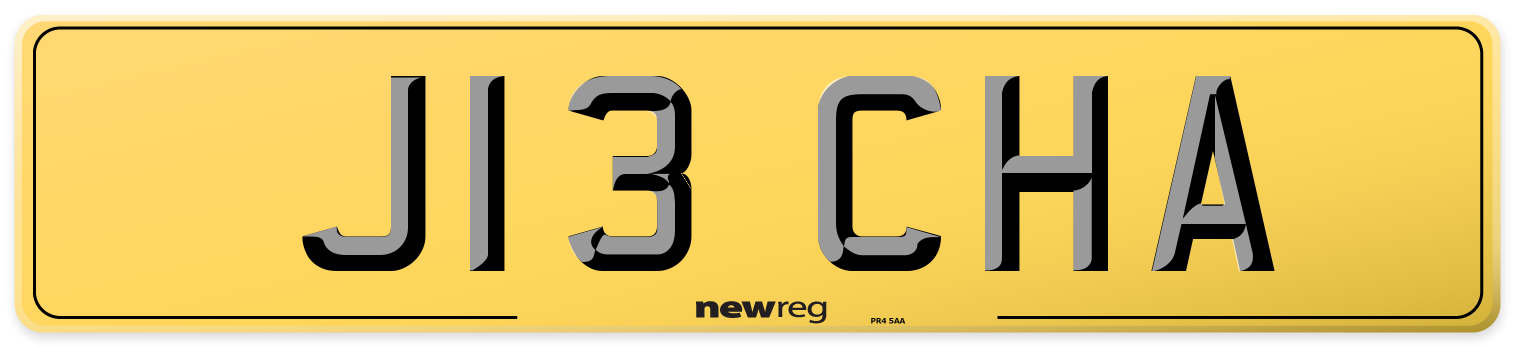 J13 CHA Rear Number Plate