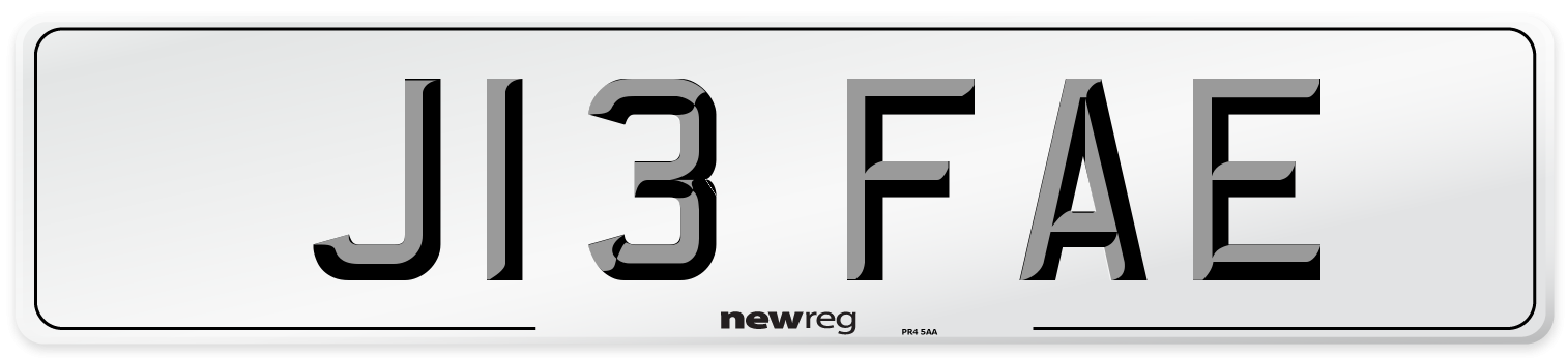 J13 FAE Front Number Plate