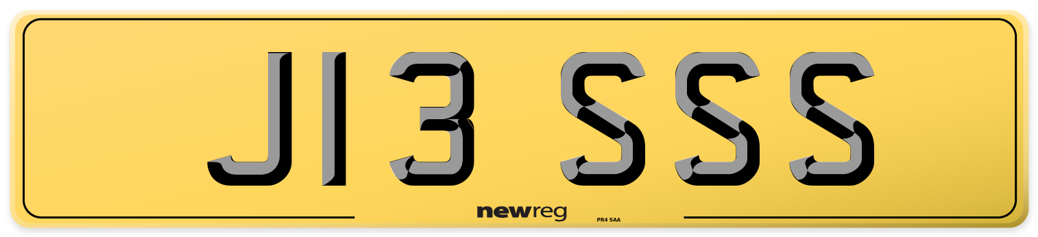 J13 SSS Rear Number Plate
