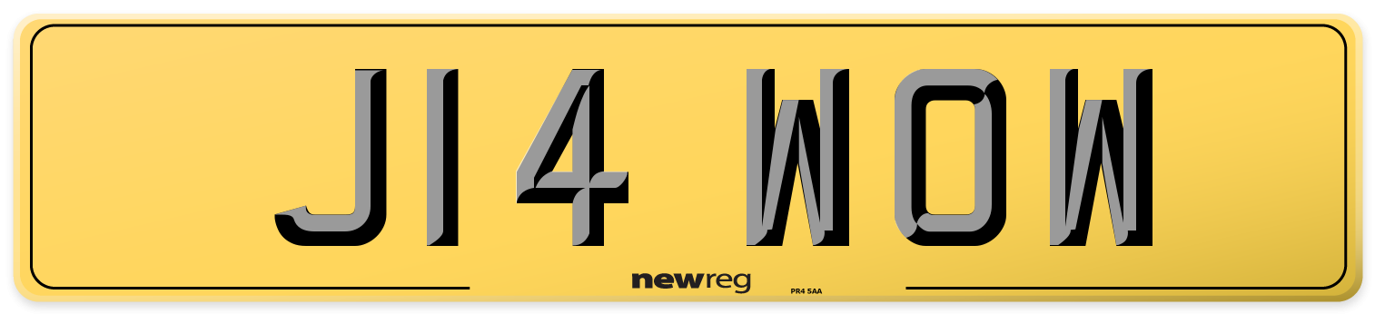 J14 WOW Rear Number Plate