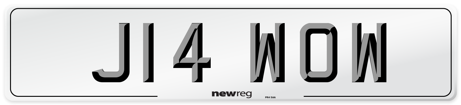 J14 WOW Front Number Plate